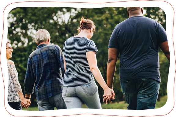 Family walking in the park