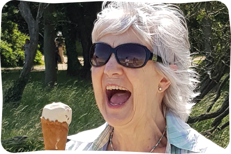 lady enjoying an icecream