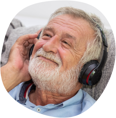 man listening to music on headphones