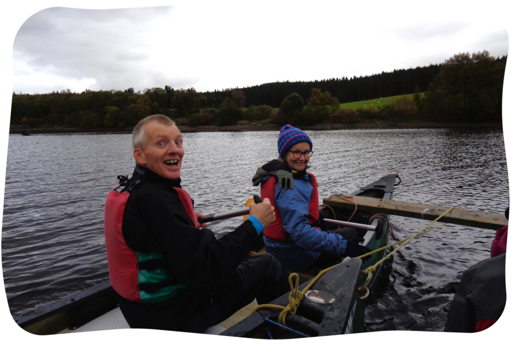 Andy and Sue in a canoe.